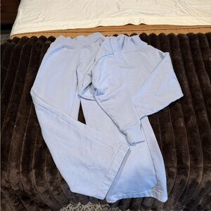 ALO Yoga Winter Frost Wide Leg Sweatpants & Sweatshirt